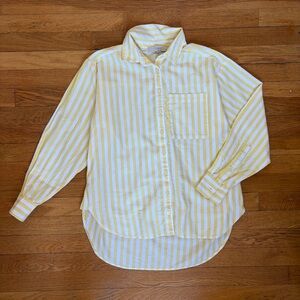 LOFT yellow striped boyfriend button down XXSP NWOT